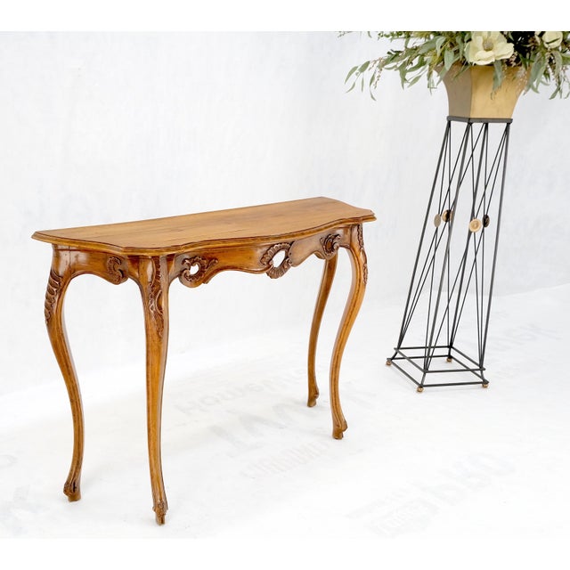 Wood Carved Italian Demilune Console Table on Thin Legs Made in Italy For Sale - Image 7 of 12