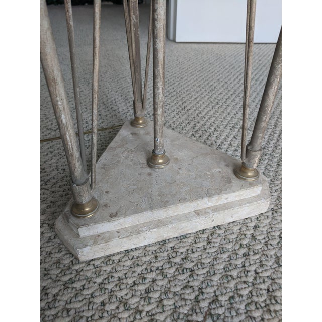 Late 20th Century Vintage Maitland Smith Neoclassical Travertine Stone Floor Lamp With Lamp Shade For Sale - Image 5 of 11