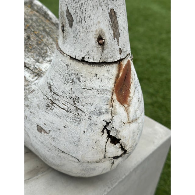 Wooden Swan Carved and Painted Decoy Sculpture For Sale - Image 9 of 10