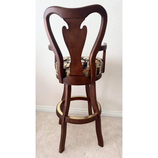 Cherry Wood Custom Swivel Bar Stool Ethan Allen Style Vintage "Mint" Condition. For Sale - Image 9 of 12