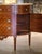 Mid-Century French Louis XVI Marble Top Carved Walnut Demilune Commode Chest For Sale - Image 9 of 12