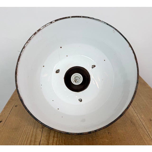 Industrial Grey Enamel and Cast Iron Pendant Light, 1960s For Sale - Image 18 of 18