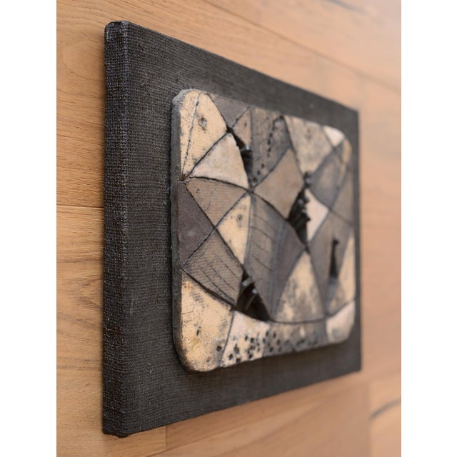 Mid-Century Modern Vintage Abstract Brutalist Ceramic & Nail Art Wall Sculpture For Sale - Image 3 of 10