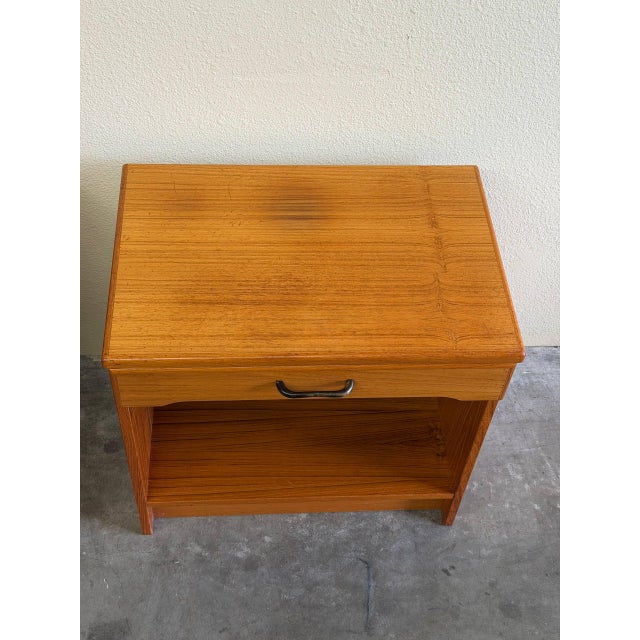 Brown Pair of Danish Mid 20th Century Teak Nightstands Bedside Tables Scandinavian Design For Sale - Image 8 of 10
