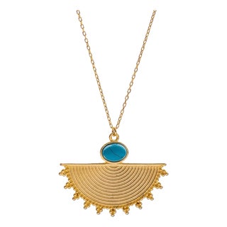 Cleopatra Sunburst Turquoise Gold Necklace For Sale