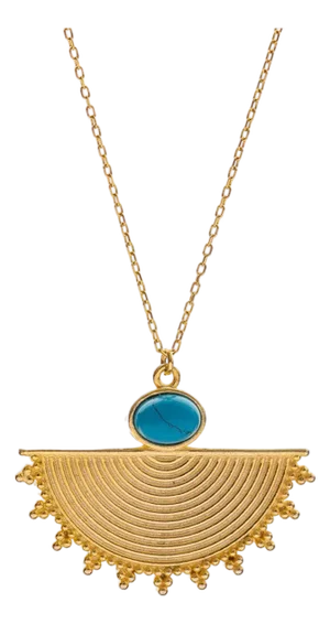 Cleopatra Sunburst Turquoise Gold Necklace