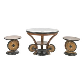 Carved Coffee Table and End Tables, Set of 3 For Sale