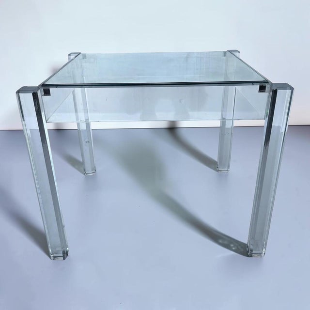 1970s Mid-Century Modern Lucite and Glass Side Table For Sale - Image 5 of 9