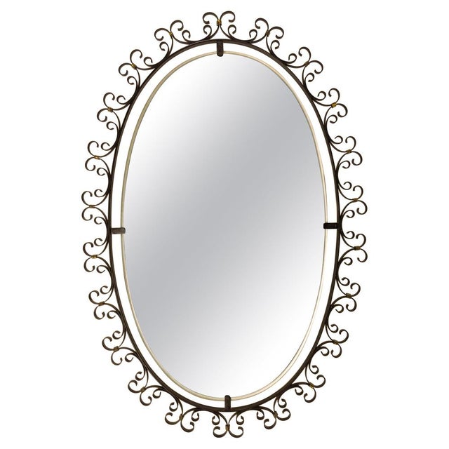 French Illuminated Mirror with Metal Framework, 1960 For Sale - Image 10 of 10