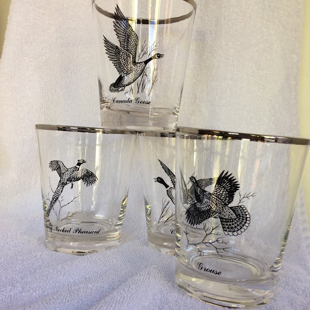 MidCentury Modern by Federal Glass Platinum Rim LoBall Game Bird