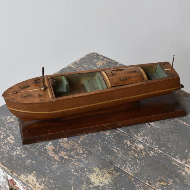 Vintage Handmade Wood Runabout Speedboat Sculpture / Storage Box, Circa 1940s For Sale - Image 4 of 18
