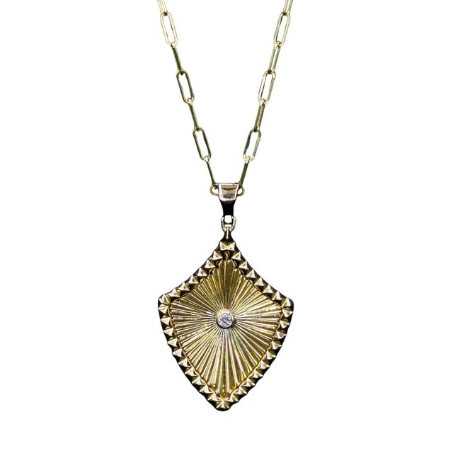 Art Deco Radiant Shield Pendant by Anjalé For Sale - Image 3 of 5