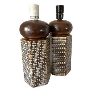Table Lamps in Stoneware by Haico Nitzsche for Søholm, Denmark, 1960s, Set of 2 For Sale