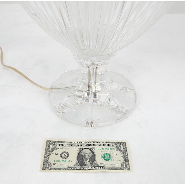 Mid-Century Modern Pair of Large 14" Diameter Cut Glass Urn Vase Shape Table Lamps Stunning MINT For Sale - Image 3 of 10