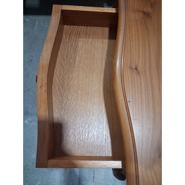 Mid 20th Century Mid 20th Century Pair of French Provincial Louis XV Style Bedside Tables With Carved Aprons & Gallery Backs For Sale - Image 5 of 7
