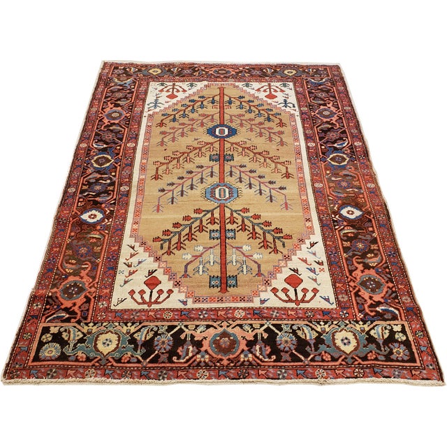 Antique Persian Bakhshaish Carpet, Handmade Wool Oriental Rug, Ivory Light Blue For Sale - Image 18 of 18