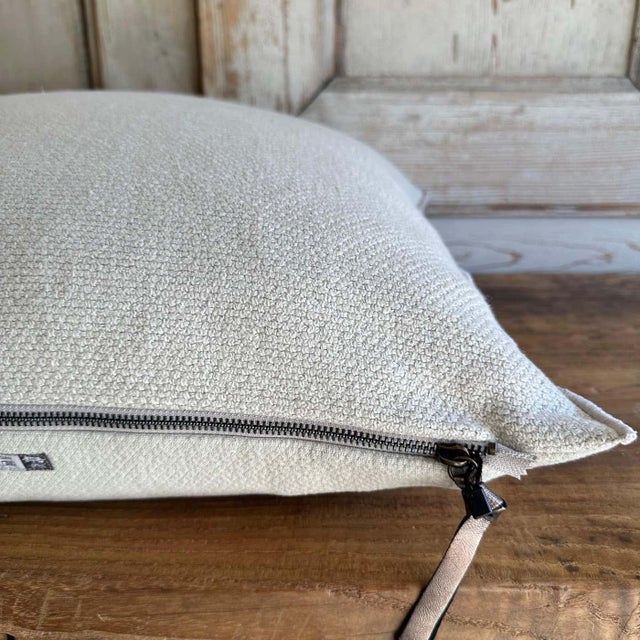 Fromentera French Linen Accent Pillow in Ciment With Down Insert For Sale In Los Angeles - Image 6 of 6