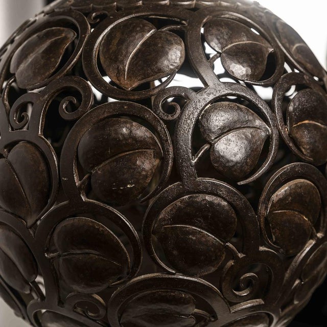 Large Art Deco Wrought Iron Table Lamp by Edgar-William Brandt, 1930s For Sale - Image 3 of 18