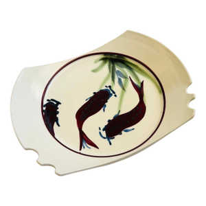 Studio Pottery Serving Plate With Chopstick Rest