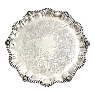 English Silver Salver/ Bar Tray For Sale