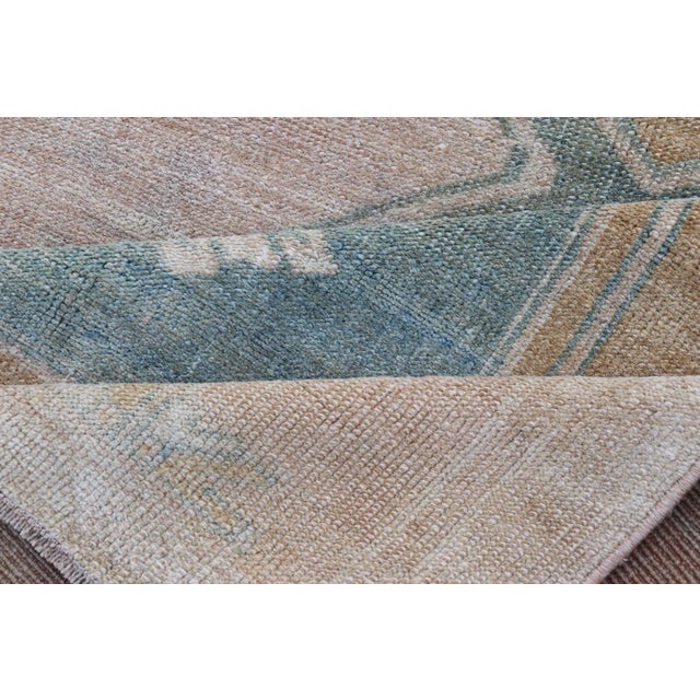 Turkish Vintage Oushak Runner With Medallions and Soft Pastel Colors 3'6 X 12'6 For Sale - Image 9 of 10