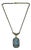 1920s Antique Art Deco Art Nouveau Blue Glass & Silver Tone Pendant Necklace, 14.5”. For Sale