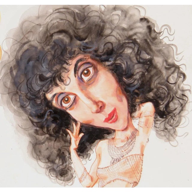 Modern Marshall Goodman Meryl Streep & Cher, Caricature Drawing by Marshall Goodman circa 1980 For Sale - Image 3 of 4