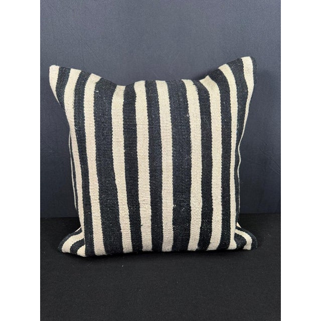 Turkish Hemp Pillow Cushion Natural Beige Black Pillow Cushion Cover 20x20 For Sale - Image 4 of 4