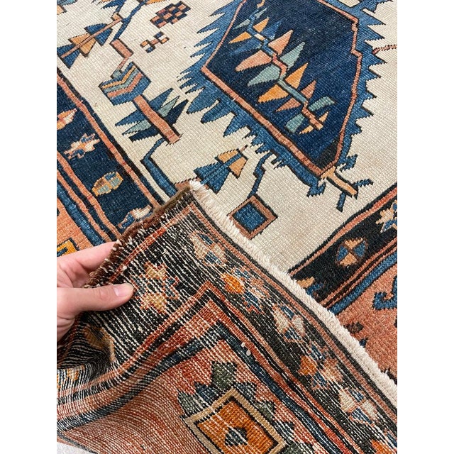 Antique Persian Serapi KING of KINGS DIAMOND Textile in Terracotta Rug 9.8 x 16 For Sale - Image 18 of 18