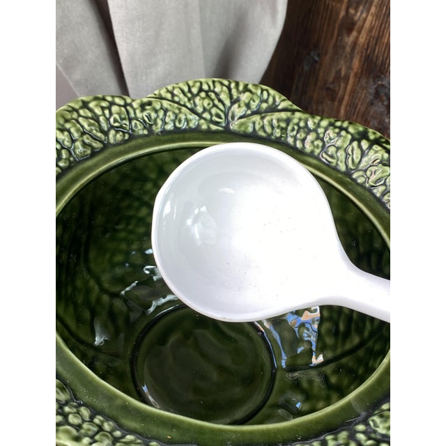 Ceramic Large Earthenware Tureen in the shape of Cabbage Leaves, 1970s For Sale - Image 7 of 18