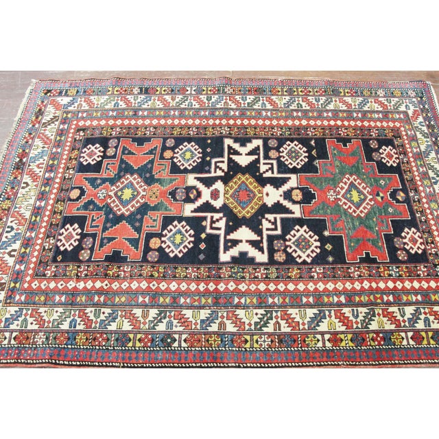 Late 19th Century Antique Caucasian Kazak Rug For Sale - Image 5 of 10