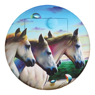 Original Surrealist Wild Horses Portrait Oil Painting by Ferjo - Ferdinand De Jesus Oliveira For Sale