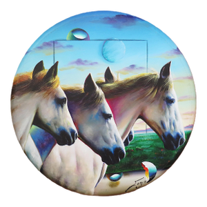Original Surrealist Wild Horses Portrait Oil Painting by Ferjo - Ferdinand De Jesus Oliveira