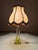 Mid-Century Green Crystal Table Lamp with Ornate Gold-Fringed Lampshade from Val Saint Lambert, Belgium, 1960s For Sale - Image 6 of 12