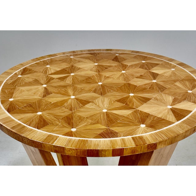Art Deco Style Wood and Bone Inlaid Side Table For Sale - Image 4 of 8