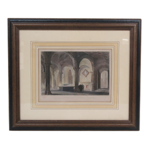 c.1845 Hand-Colored Engraving of Durham Cathedral Interior — Allom/Redaway — Framed