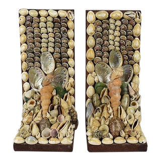 Shell Encrusted Bookends - a Pair For Sale