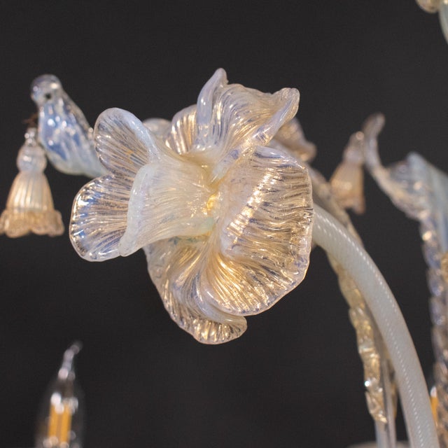 Large 8-Arm Ca’ Rezzonico Style Gold-Infused Opaline Murano Chandelier in the Manner of Giuseppe Briati For Sale - Image 12 of 18