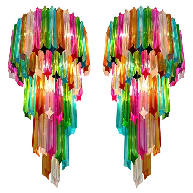 Italian Venini Style Murano Glass Sconces, 1980s, Set of 2 For Sale