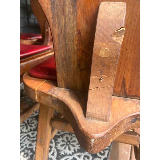 Red Set of Eight Restaurant Dining Chairs With Branded Keystone “P”, C. 1940, Berks County Provenance For Sale - Image 8 of 18