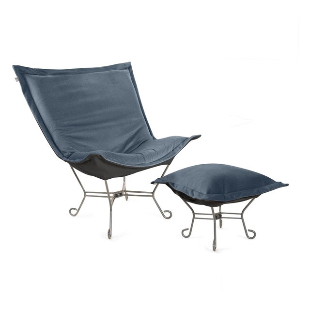 Textile Puff Chair Complete Qivuit Blue For Sale - Image 7 of 8