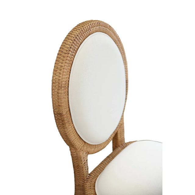 Contemporary Matthew Izzo Home Blythe Rattan Wrapped Cameo Back Side Dining Chair For Sale - Image 3 of 8