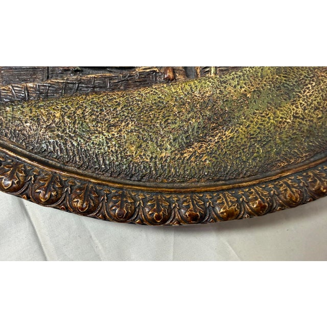 Brown Antique 1800's Wilhelm Schiller Sohn Oil Terracotta Wall Plate Plaque Sculpture For Sale - Image 8 of 13