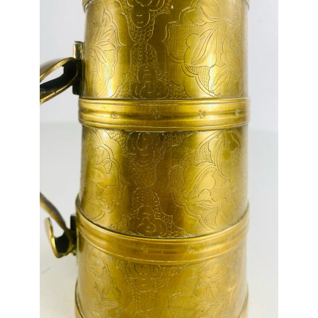 Arts & Crafts Mid 20th Century Solid Brass Hand Chafed Vessel For Sale - Image 3 of 9
