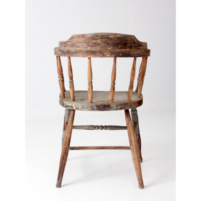 Brown Antique Painted Captain's Chair For Sale - Image 8 of 15