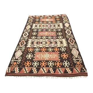 1960s Vintage Turkish Handmade Kilim Rug - 61"x103" For Sale