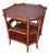 Palm Beach Regency Octagonal 3-Tier Faux Bamboo Side Table With Woven Rattan & Glass For Sale