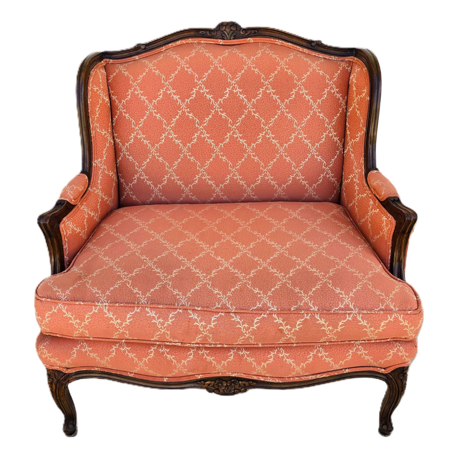 Vintage French Louis XV Carved Wingback Bergère Oversized Armchair ...
