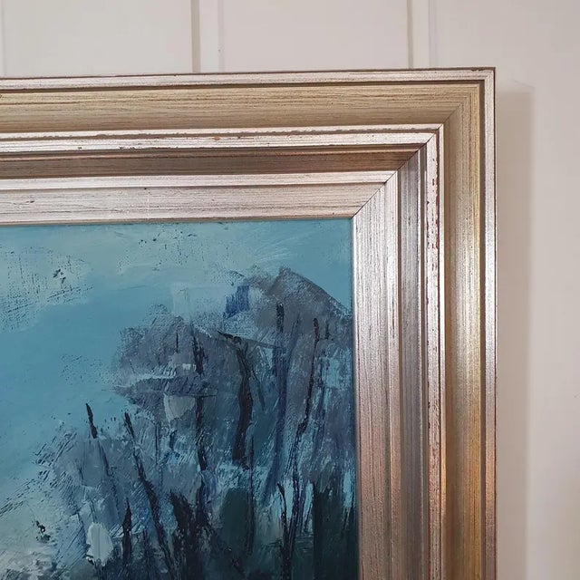 1960s Mid Century Swedish Modernist Landscape Oil Painting by Nils Ingvar Walterström For Sale - Image 11 of 16