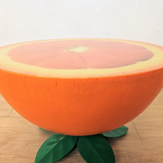 Vintage Orange Table with Glass Top and Metal Legs, 1970s For Sale - Image 6 of 9